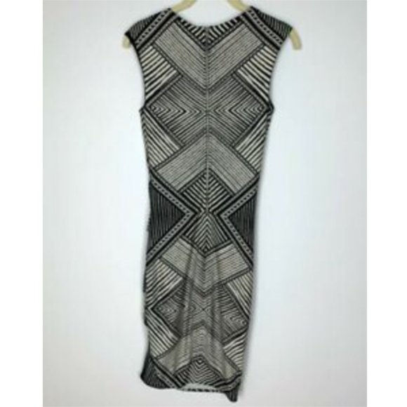 Torn by Ronny Kobo Size Small Ruched Dress Sheath Geometric Bodycon Sleeveless - Picture 5 of 8